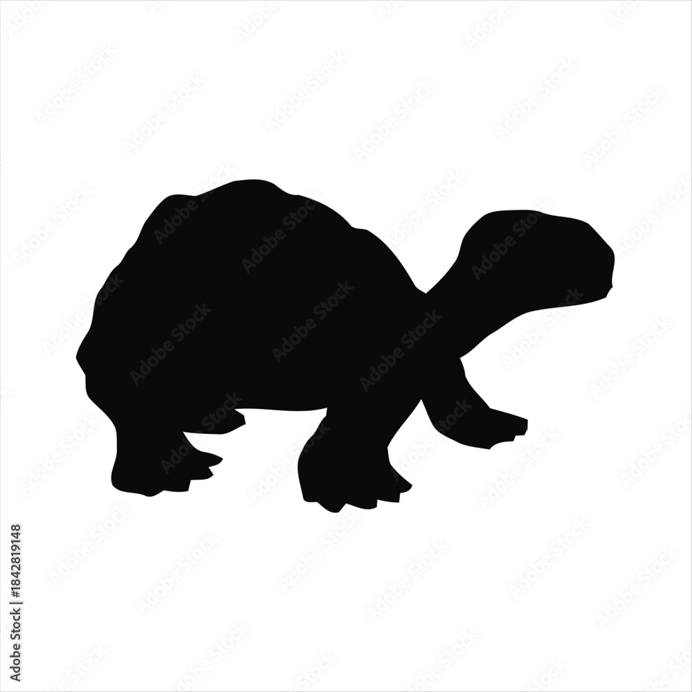 Fototapeta premium Silhouette of a Tortoise or Turtle Animal, a Reptile known for its Shell and Slow Movement, Representing Longevity and Patience