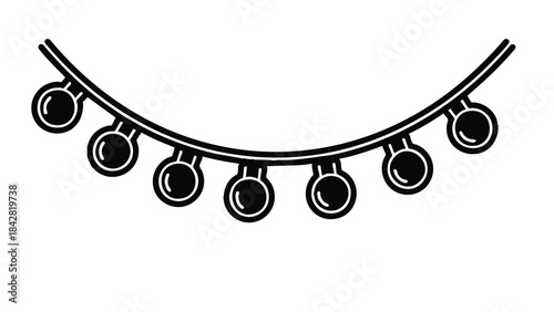 Graphic illustration of a string of connected circles hanging from a curved line