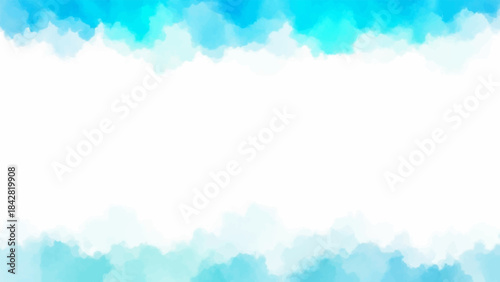Soft blue watercolor brushstroke borders on a white background, creating a gentle frame.