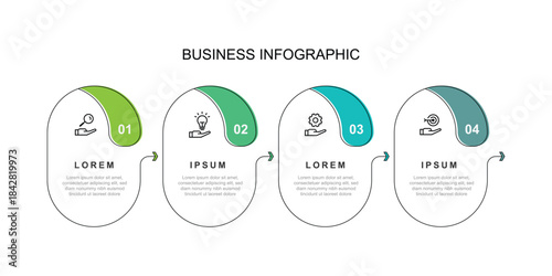4 step infographic template vector design with icons and line columns suitable for business information graphic, presentation template, worksheet or workflow layout.