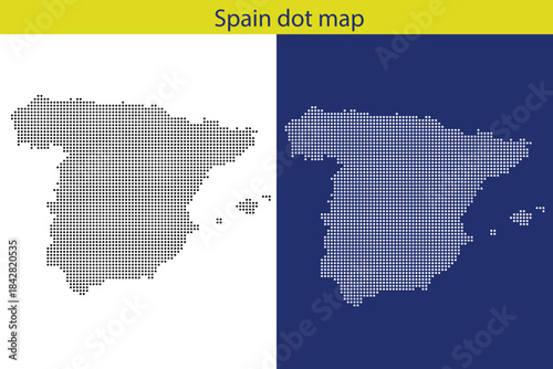 Spain  Vector dotted world map.black halftone dotted map illustration vector, Vector style dotted map used for digital insights