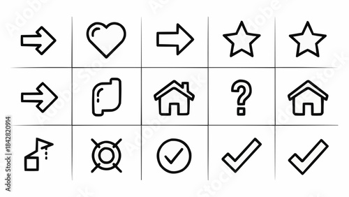 Collection of various outline icons for web and app interfaces.