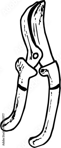 Line Art Outline Simple Hand Garden Shears Scissors Tool