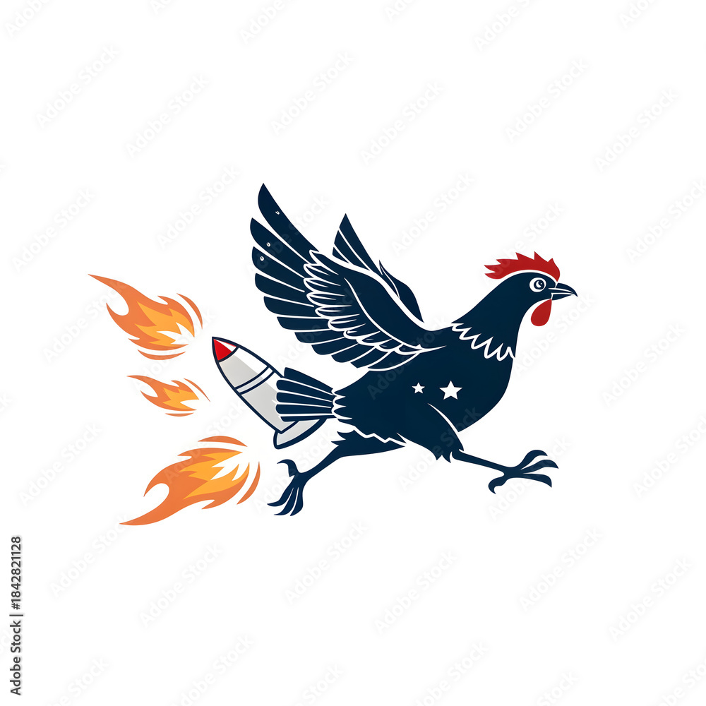 Obraz premium Chicken With Rocket Booster Icon.