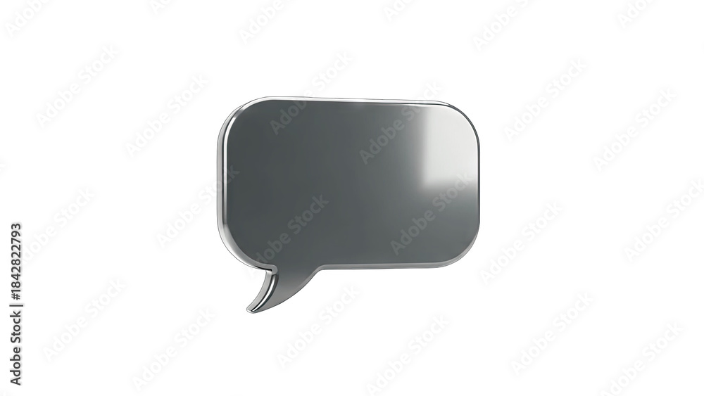 Fototapeta premium 3D Metallic Speech Bubble on White Background