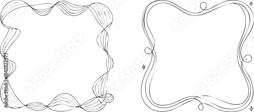 Vintage postage border doodle with rough wavy edges creating simple abstract retro frame in clean minimal style