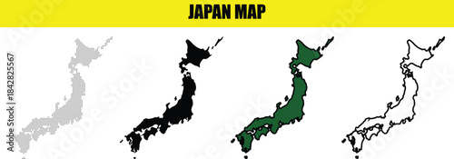 Japan Vector dotted world map.black halftone dotted map illustration vector, Vector style dotted map used for digital insights