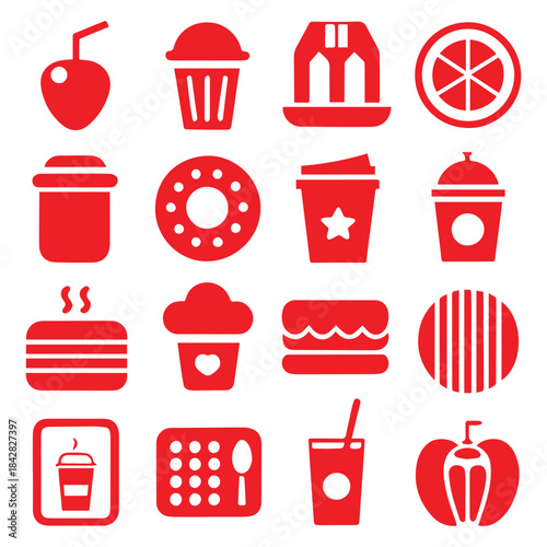Food Beverage Icon Set Vector