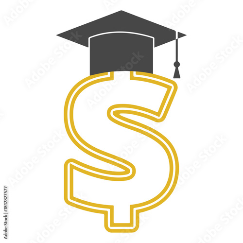 Graduation Hat on Dollar Icon