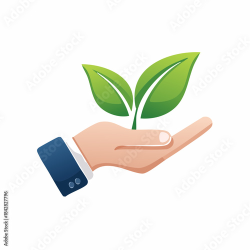 Nurturing Growth: A symbolic hand cradles vibrant leaves, illustrating concepts of care, sustainability, and environmental responsibility.