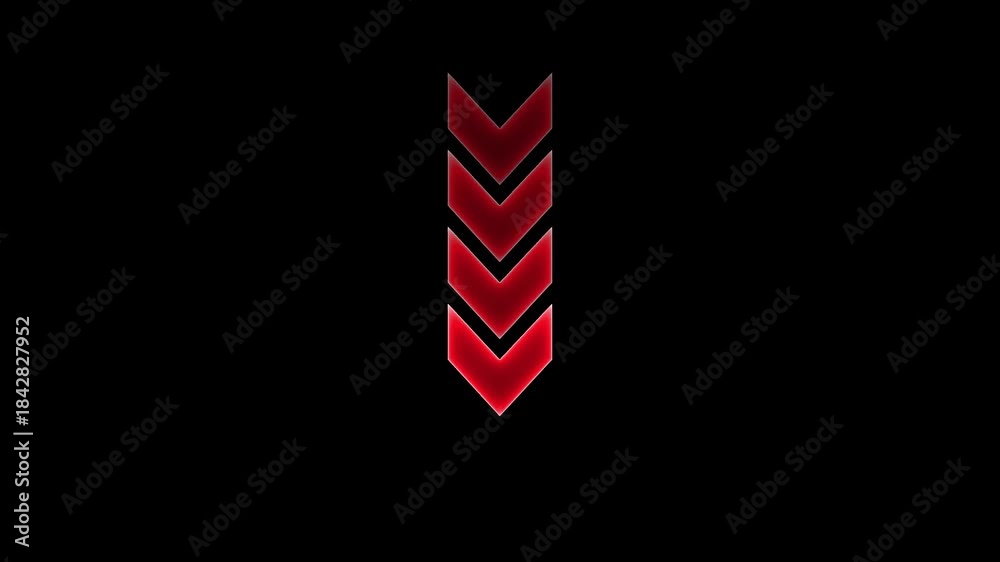 Red Pointer With Loop Stacked Red Arrow Motion Animation | Multi-Level Direction Cue Loop ...