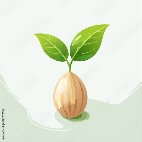 Seed of Life: A vibrant illustration of a seed with two sprouting leaves, representing the beauty of growth, nature's power, and the promise of new beginnings.