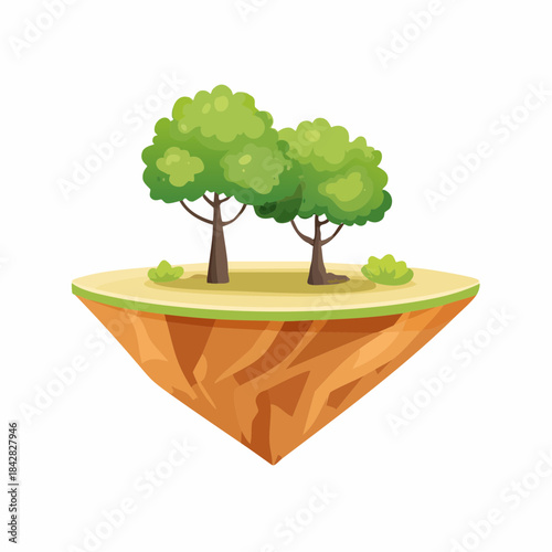 Island with trees: Two lush trees stand tall on a vibrant, levitating island, a whimsical scene full of natural elements.