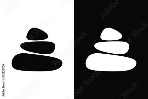Stacked zen stones logo icon set, Balance, Harmony, and cairn rock symbol
