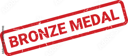 Red Bronze Medal Rubber Stamp Impression Isolated on White Background Achievement Success Concept