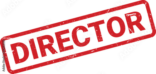 Red Director Stamp on White Background Grunge Effect, Rectangular Shape, Business Designation