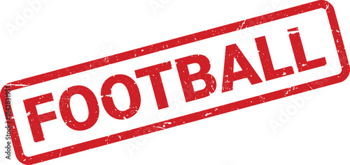 Distressed Red Football Rubber Stamp on White Background, Sports, American Football Concept