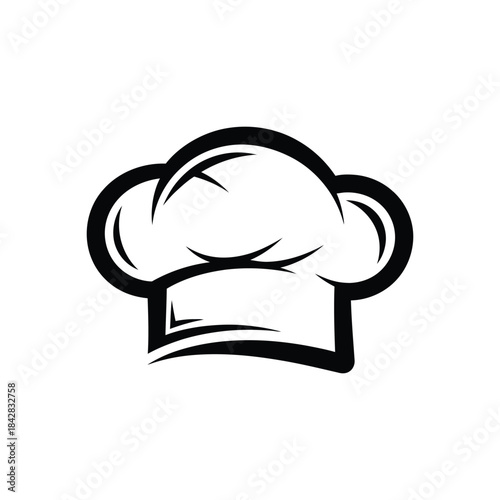 A chef hat with smooth curves bold outline icon vector illustration