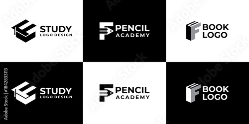 academy logo letter F vector modern, education logo design