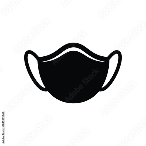 Minimal face mask protective silhouette icon for health vector illustration.