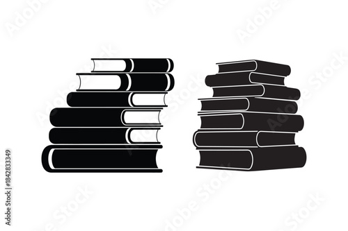 Reading books set of vector silhouette illustration