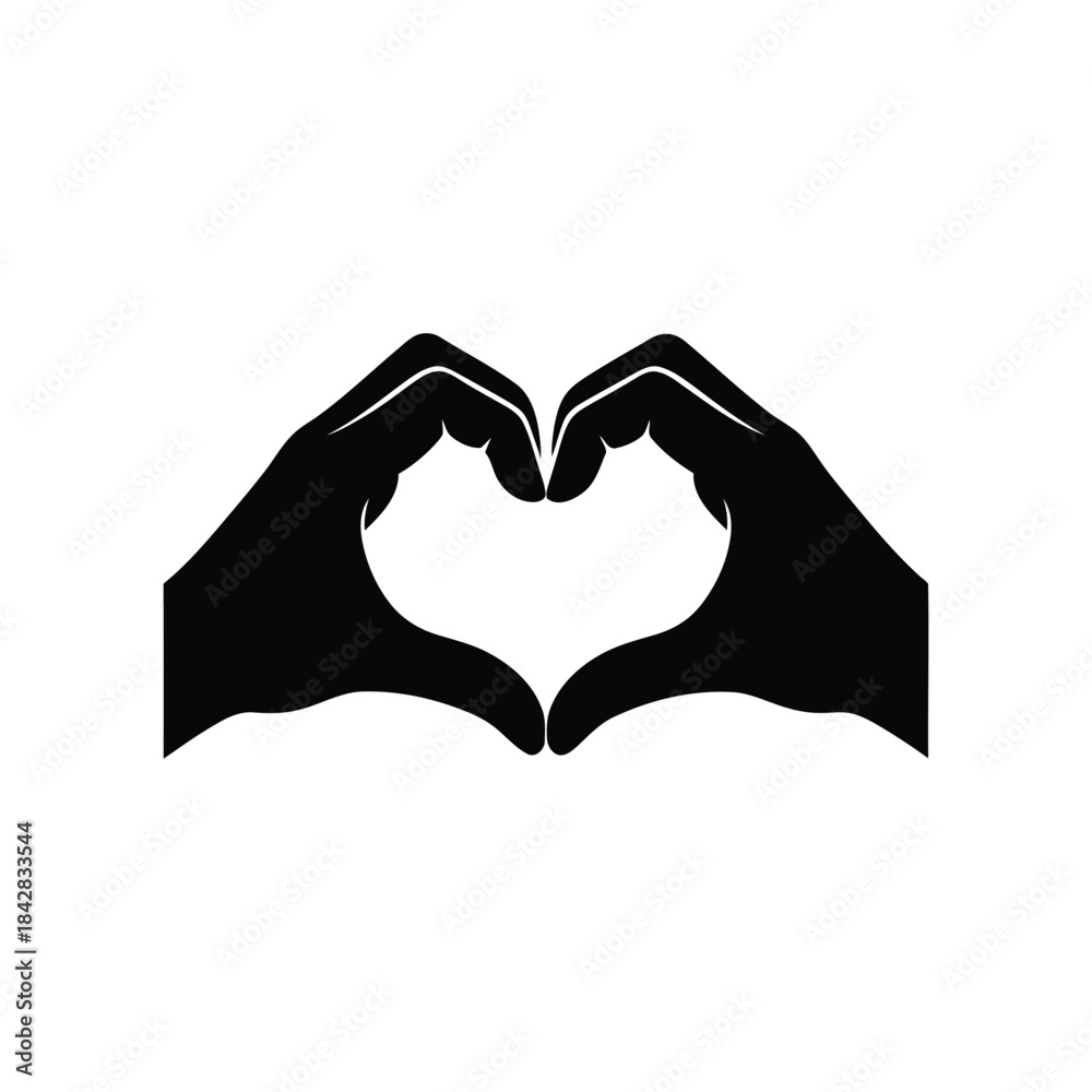 Obraz premium two hands forming a heart shape silhouette vector illustration