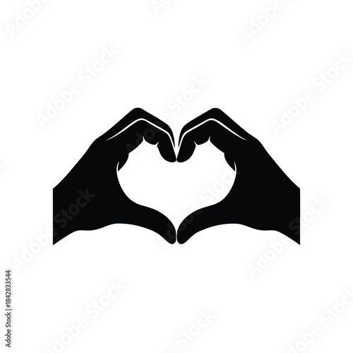 two hands forming a heart shape silhouette vector illustration