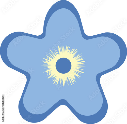 Blue five petal flower icon