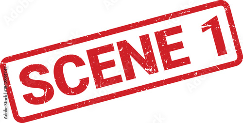 Red Distressed Rubber Stamp Featuring the Words 1 On a White Background