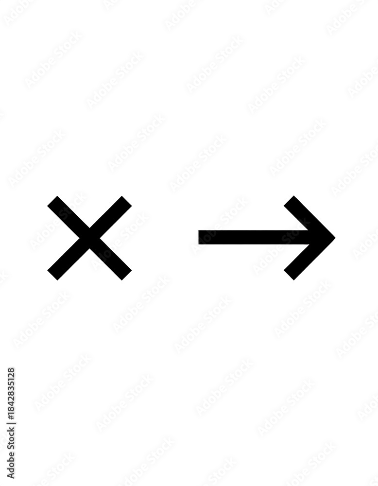 Fototapeta premium Simple black cross and arrow graphic