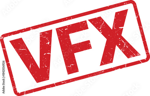 Isolated Red Distressed Rubber Stamp Imprint with the Text VFX on White Background