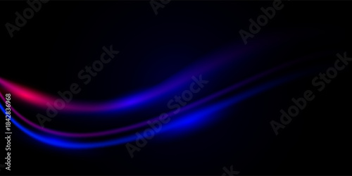 Modern abstract high-speed light effect. Abstract background with curved beams of light. Technology futuristic dynamic motion. Movement pattern for banner or poster design background concept.