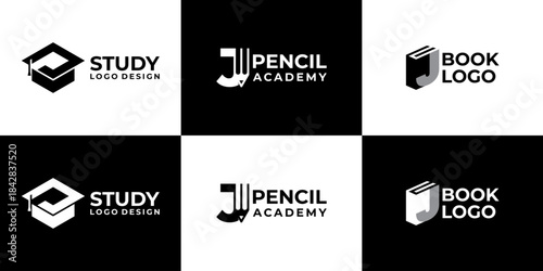 academy logo letter J vector modern, education logo design
