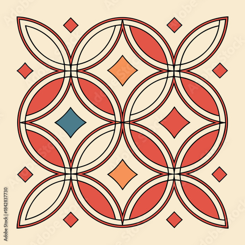 Vintage Seamless Art Deco Geometric Pattern Vector Background