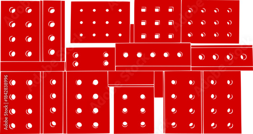 Concrete wall forms with holes. Squares and rectangles. Concrete panels
