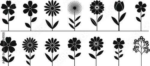 Diverse Vector Icon Collection Featuring Simple, Modern, and Detailed Minimalist Floral Designs.