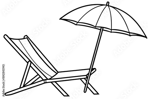 Beach Chair Umbrella Vector Illustration for Summer and Travel Designs