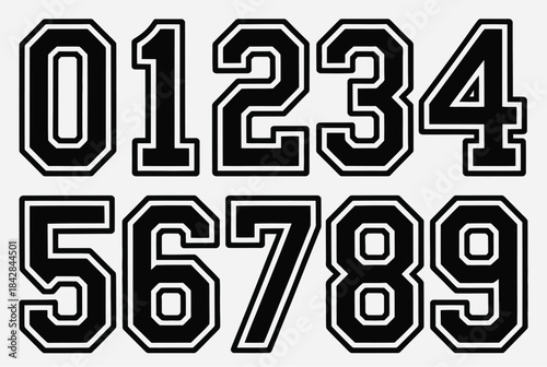 Varsity letters and numbers, including sports alphabet, jersey numbers, varsity and college letters, and athletic-style sport letters,