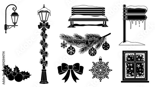 Christmas and Winter Holiday Decorative Elements