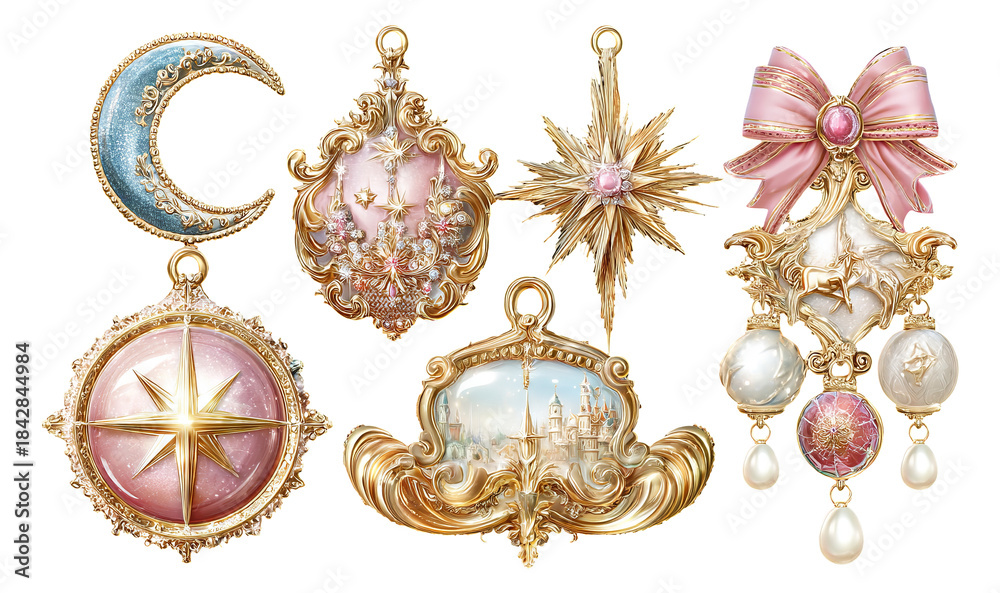 Fototapeta premium Ornamental Rococo Art Elements Featuring Luxury Illustrations and Decorative Design