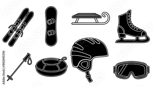 Winter Sport Equipment Icons