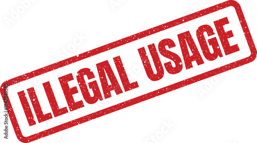 Bold red grunge rubber stamp displaying ILLEGAL USAGE text, indicating prohibited activity or unauthorized access