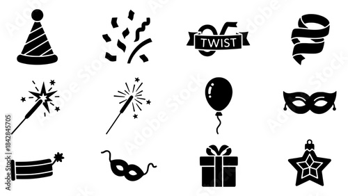 Celebration and Party Icons A Diverse Collection of Festive Symbols
