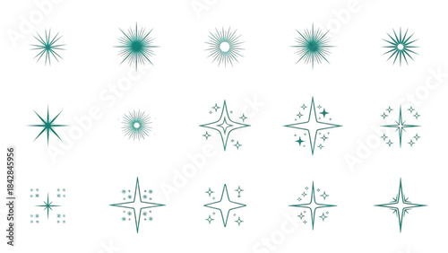 Abstract shining glitter sparkle starburst vector elements kit