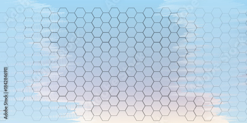 hehagonal clouds, futuristic nature background