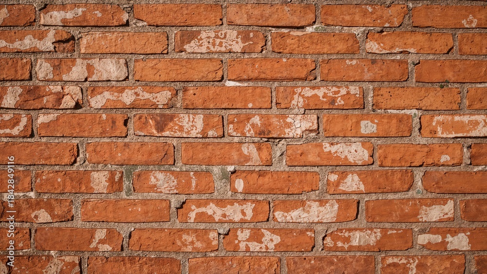 Obraz premium Red brick wall with weathered and textured surface.