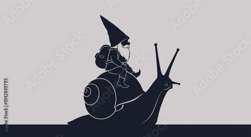 Whimsical gnome riding a giant snail fantasy character concept art surreal journey slow travel adventurous spirit magical creature whimsical scene isolated on white background