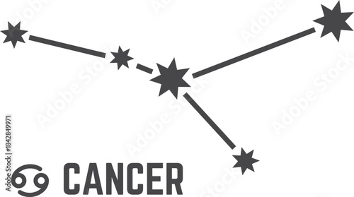 A constellation of stars with the word Cancer written below it