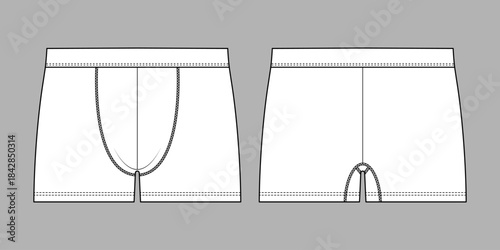 Man wide leg briefs boxer front and back views. Stylish pattern briefs for everyday wear and exercise with comfortable design