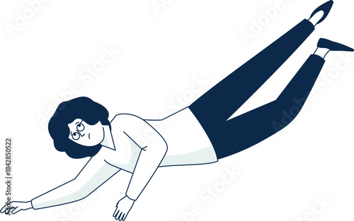 A woman is falling to the ground in a cartoonish style